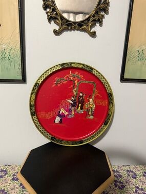 Vintage Japanese Round Serving Tray